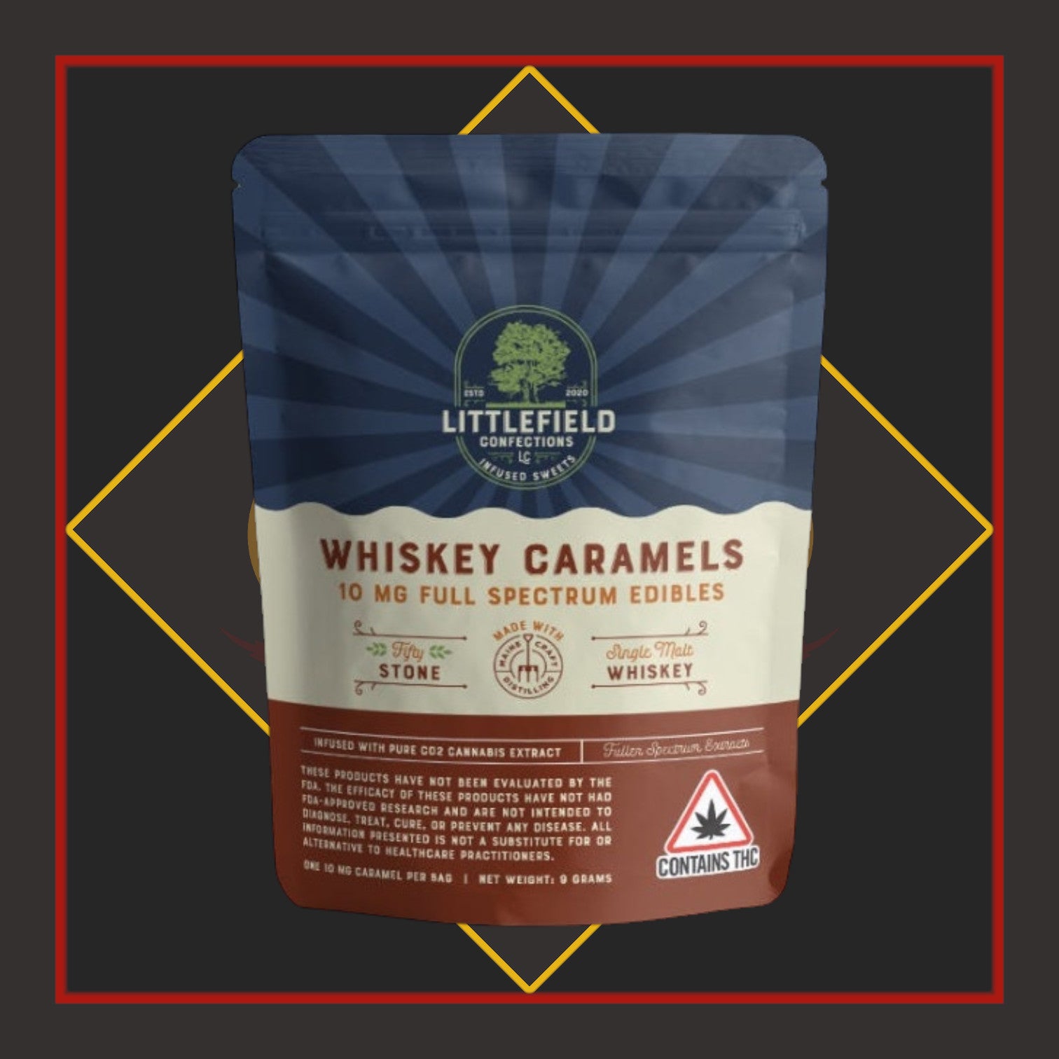 10mg Full Spectrum Whiskey Caramel *Littlefield Confections