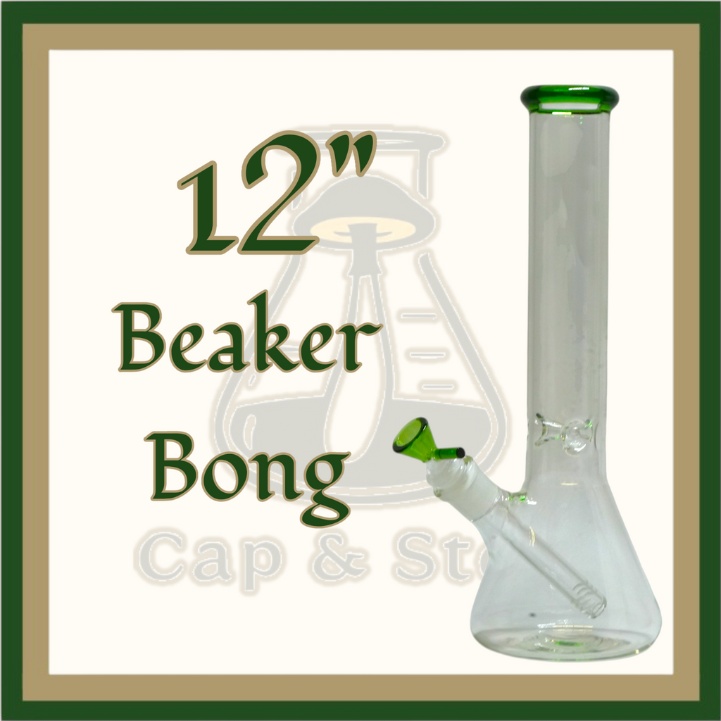 WATERPIPE - 12" Beaker Bong Diffuse Downstem - Colors Available *Cap & Stem Provisions