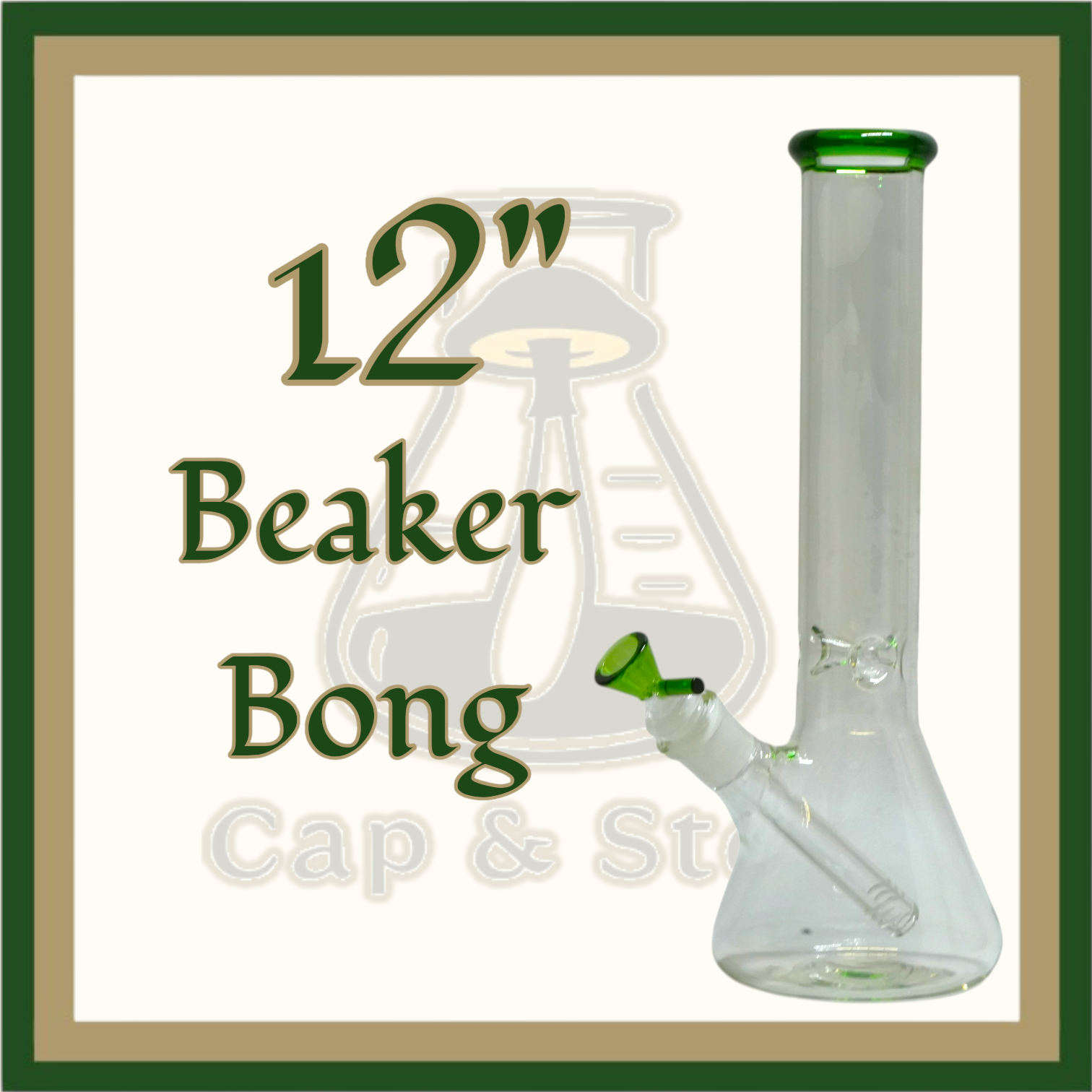 WATERPIPE - 12" Beaker Bong Diffuse Downstem - Colors Available *Cap & Stem Provisions