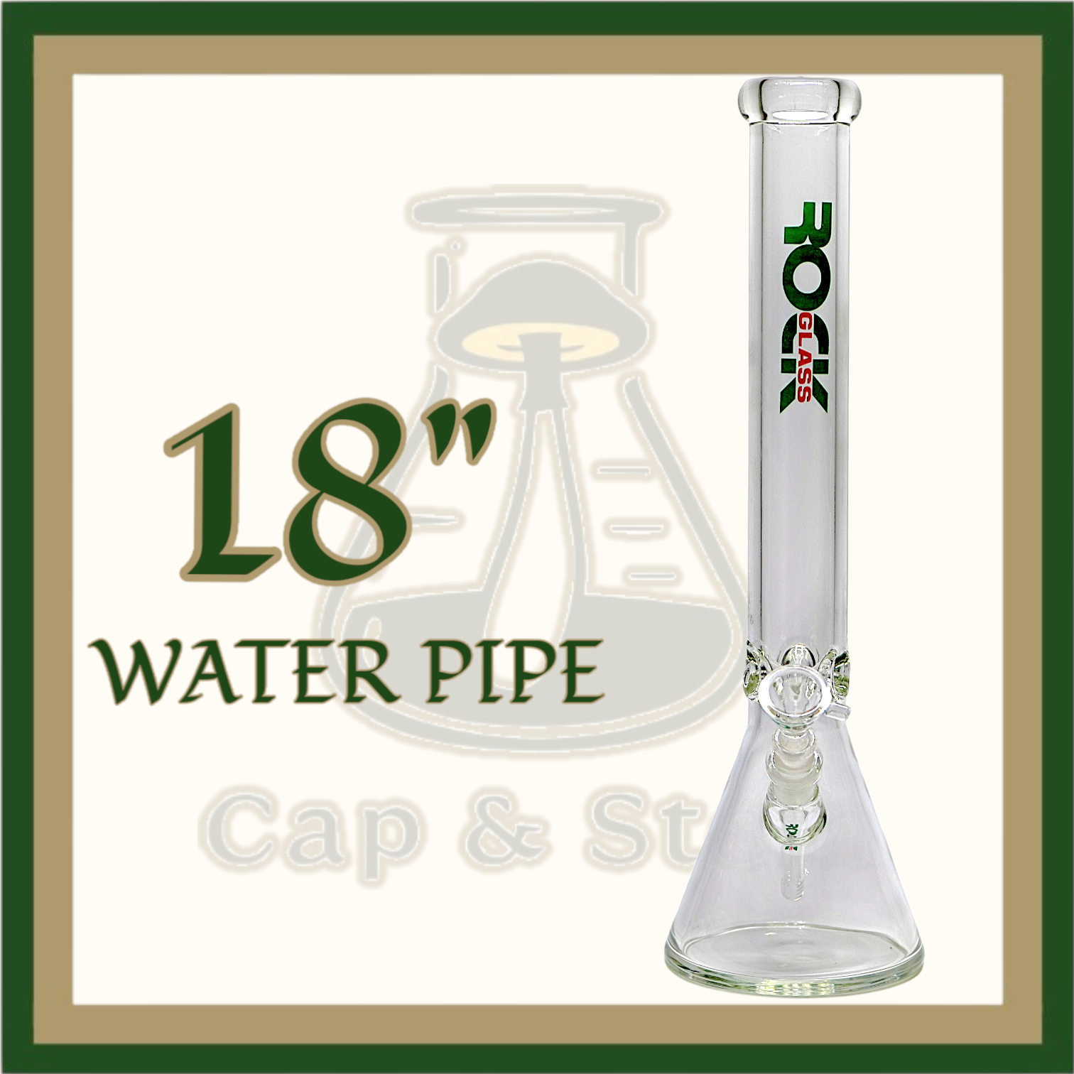 WATERPIPE - 18" Beaker w/ Diffuser downstem- Green *Cap & Stem Provisions