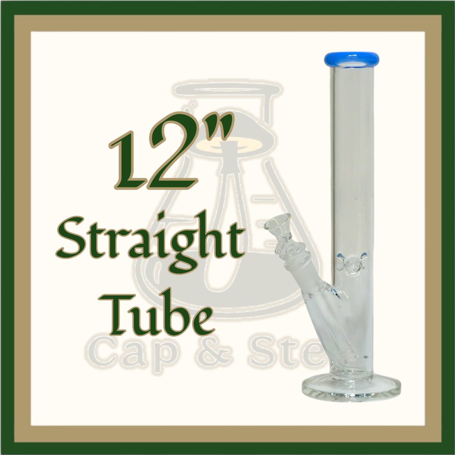 WATERPIPE - 12"Straight Tube Diffuse Downstem - Light Blue *Cap & Stem Provisions