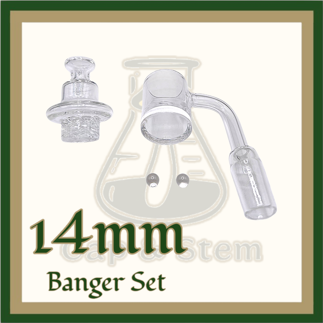 BANGER SET - 14mm (Male) Banger, Carb Cap (Spinner) and Glass Beads *Cap & Stem Provisions
