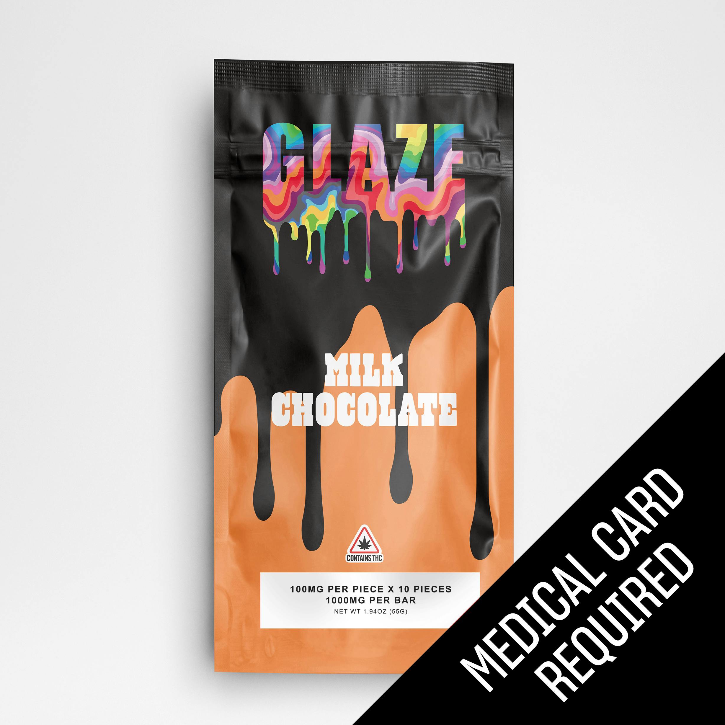 1000mg Milk Chocolate THC Bar (100mg/pc) *Glaze