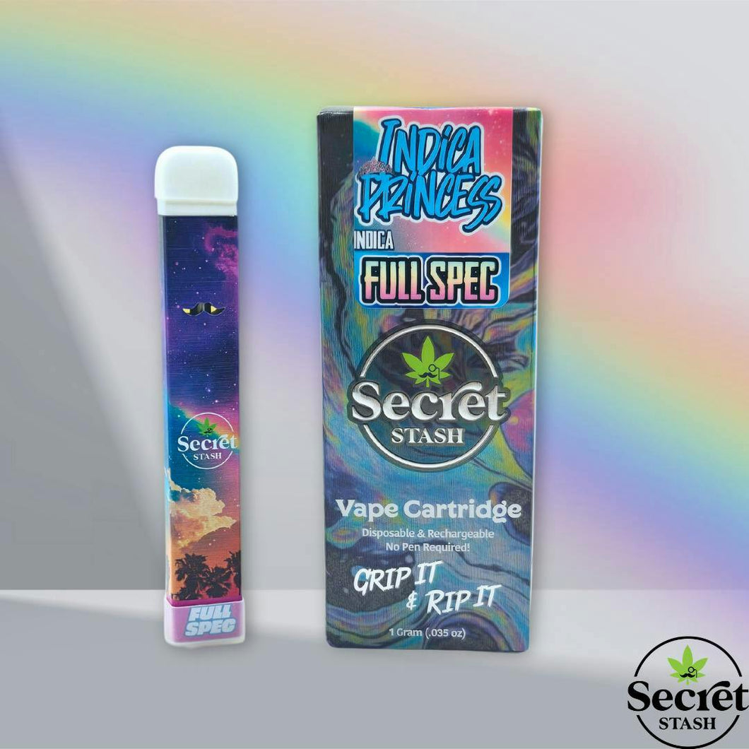 Secret Stash | Full Spectrum Disposable Cartridge | Indica Princess | 1g