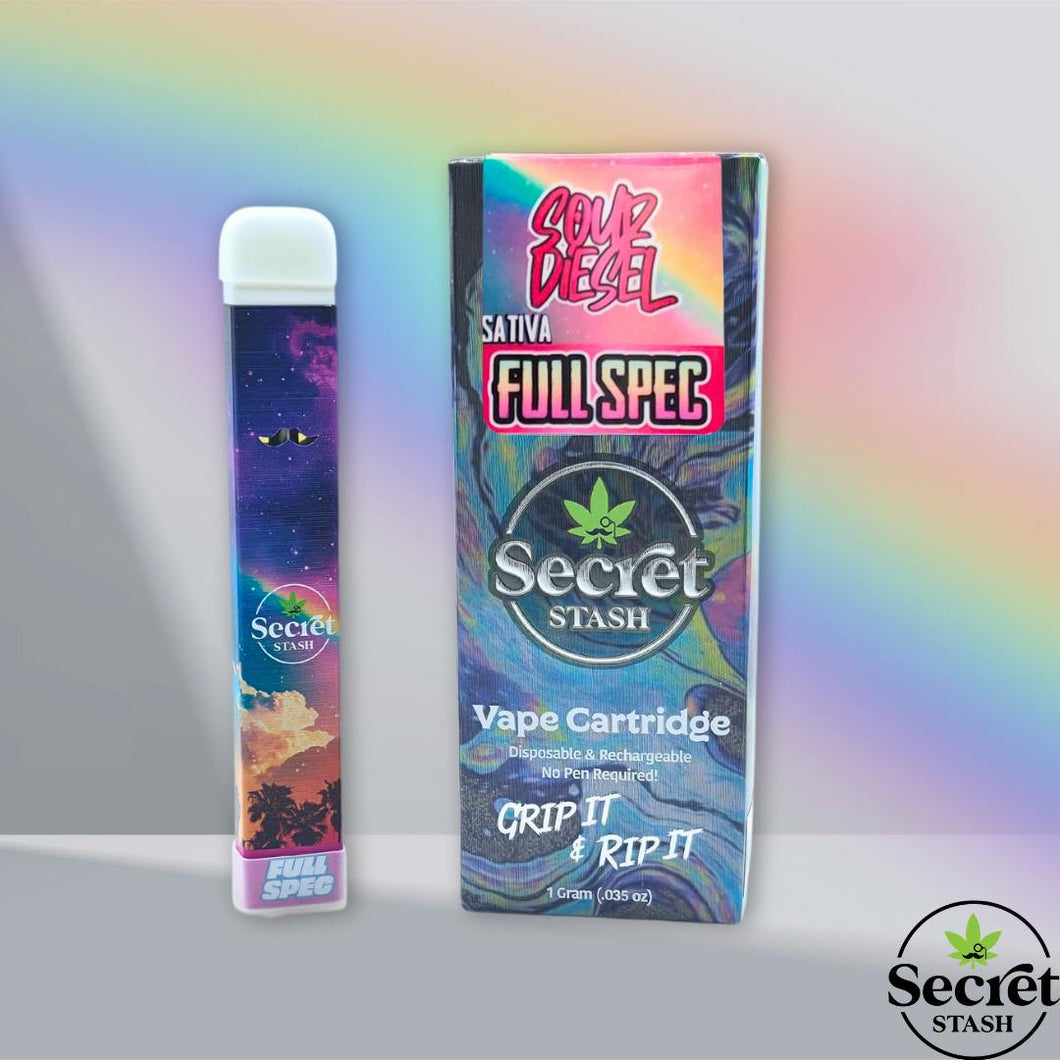 Secret Stash | Full Spectrum Disposable Cartridge | Sour Diesel | 1g