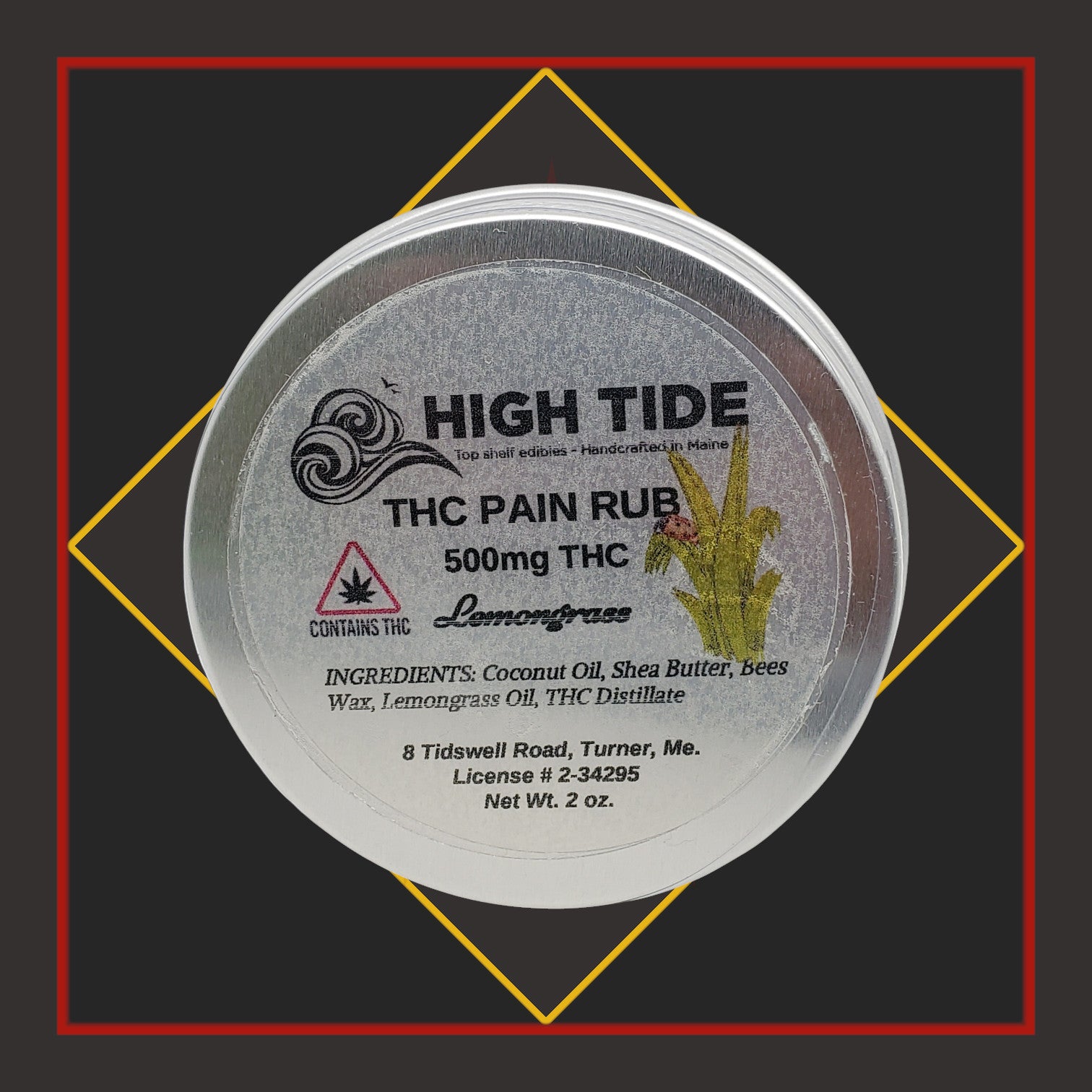 500mg THC Pain Rub - Lemongrass *High Tide Edibles