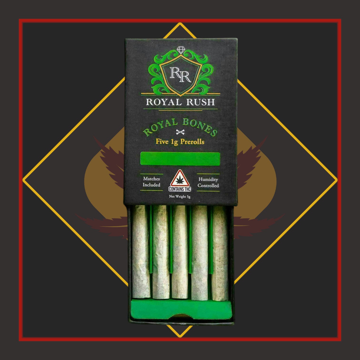5 Pack of Royal Bones 1g Pre-Rolls - Gouda Berry - HYBRID *Royal Rush