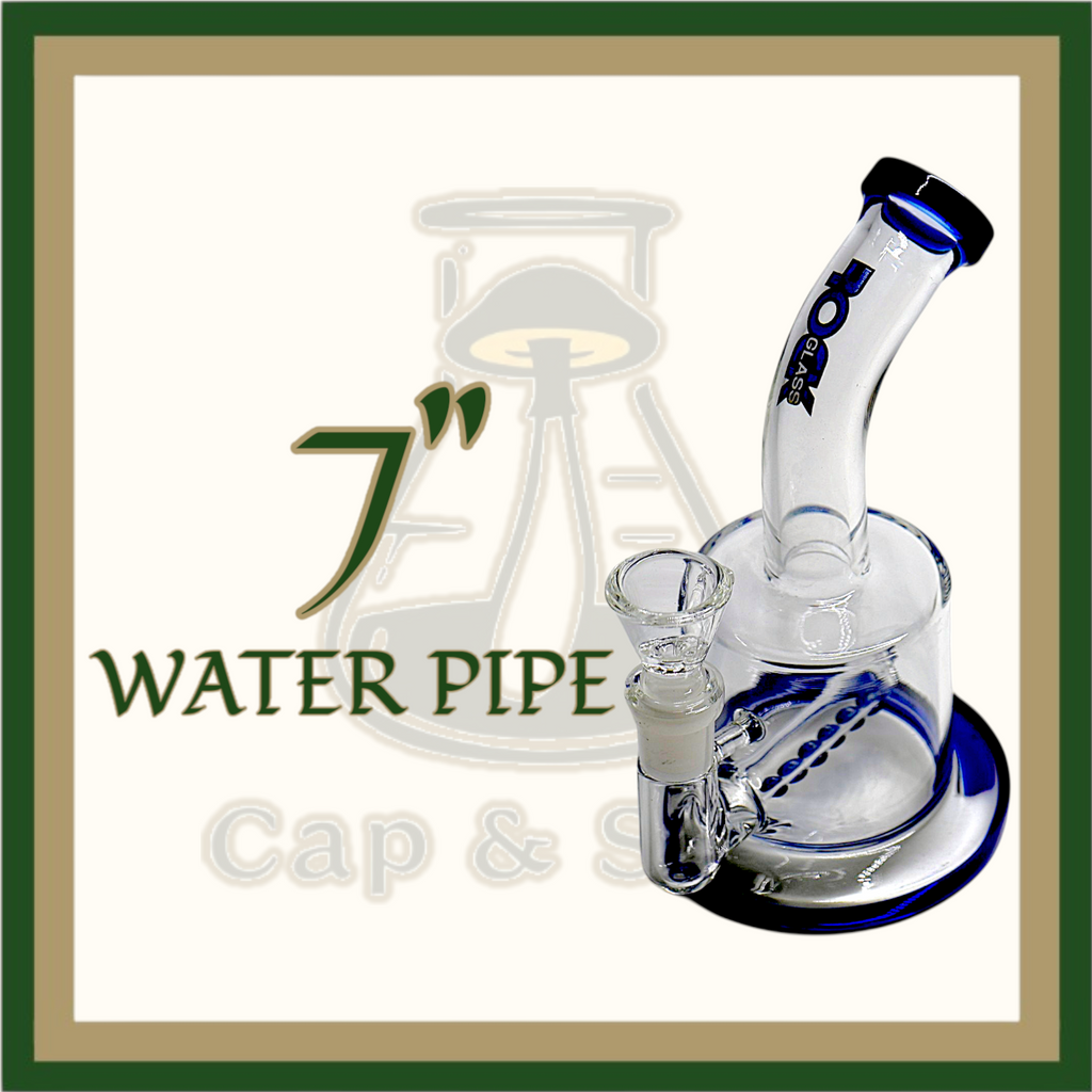 WATERPIPE - 7" Inline Perc - Colors Available *Cap & Stem Provisions