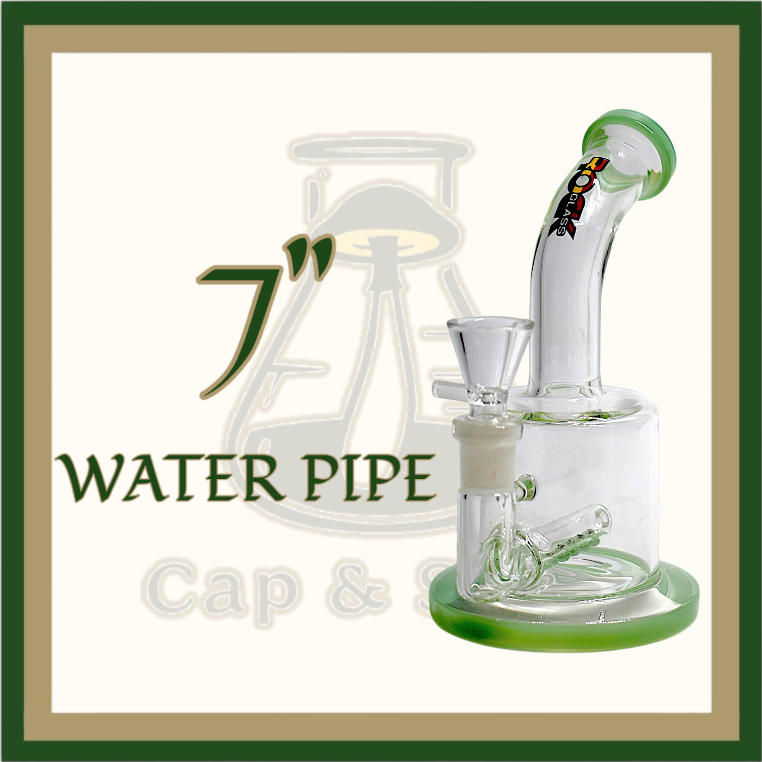 WATERPIPE - 7" Inline Perc - Colors Available *Cap & Stem Provisions