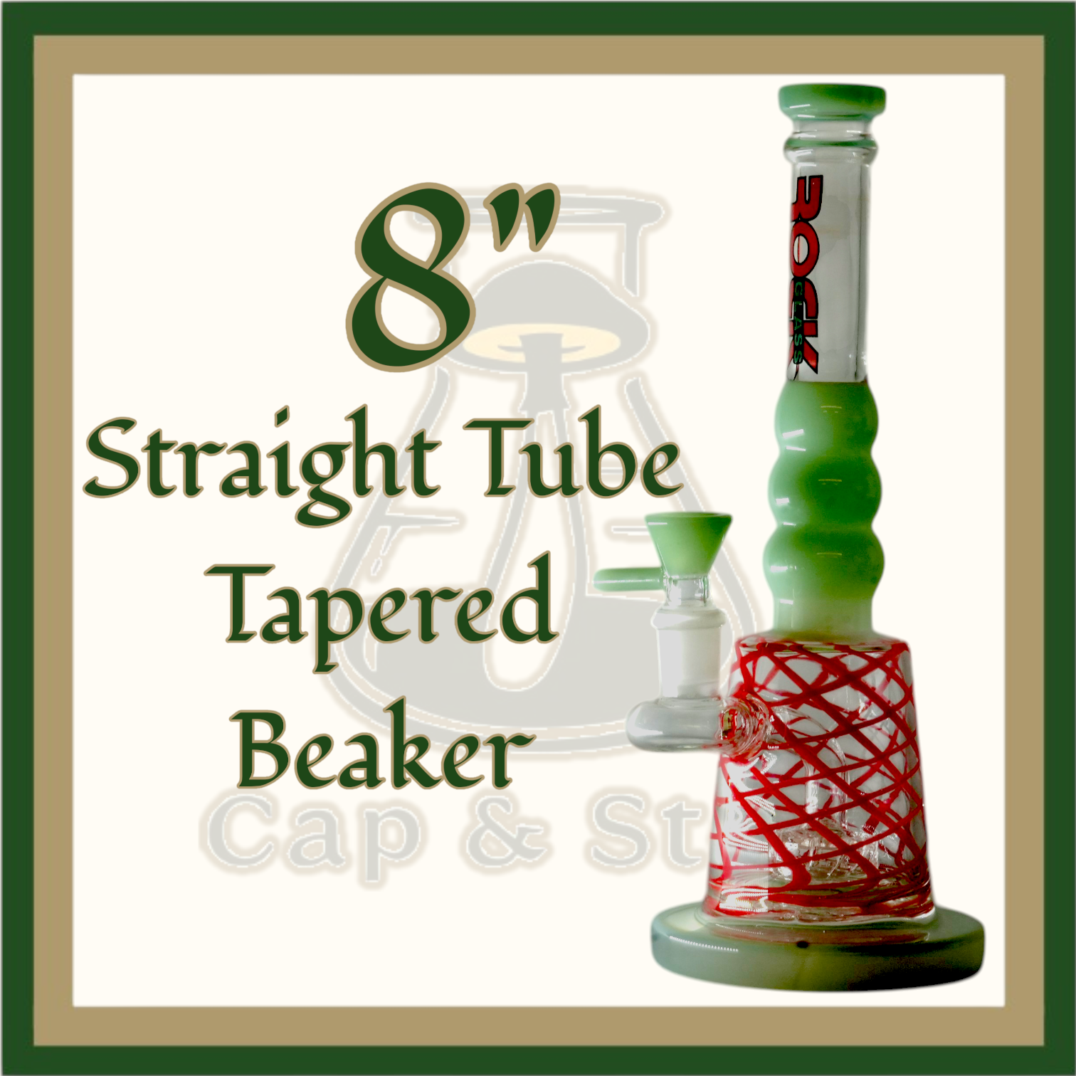 WATERPIPE - 8" Showerhead Perc Straight Tube - Colors Available *Cap & Stem Provisions