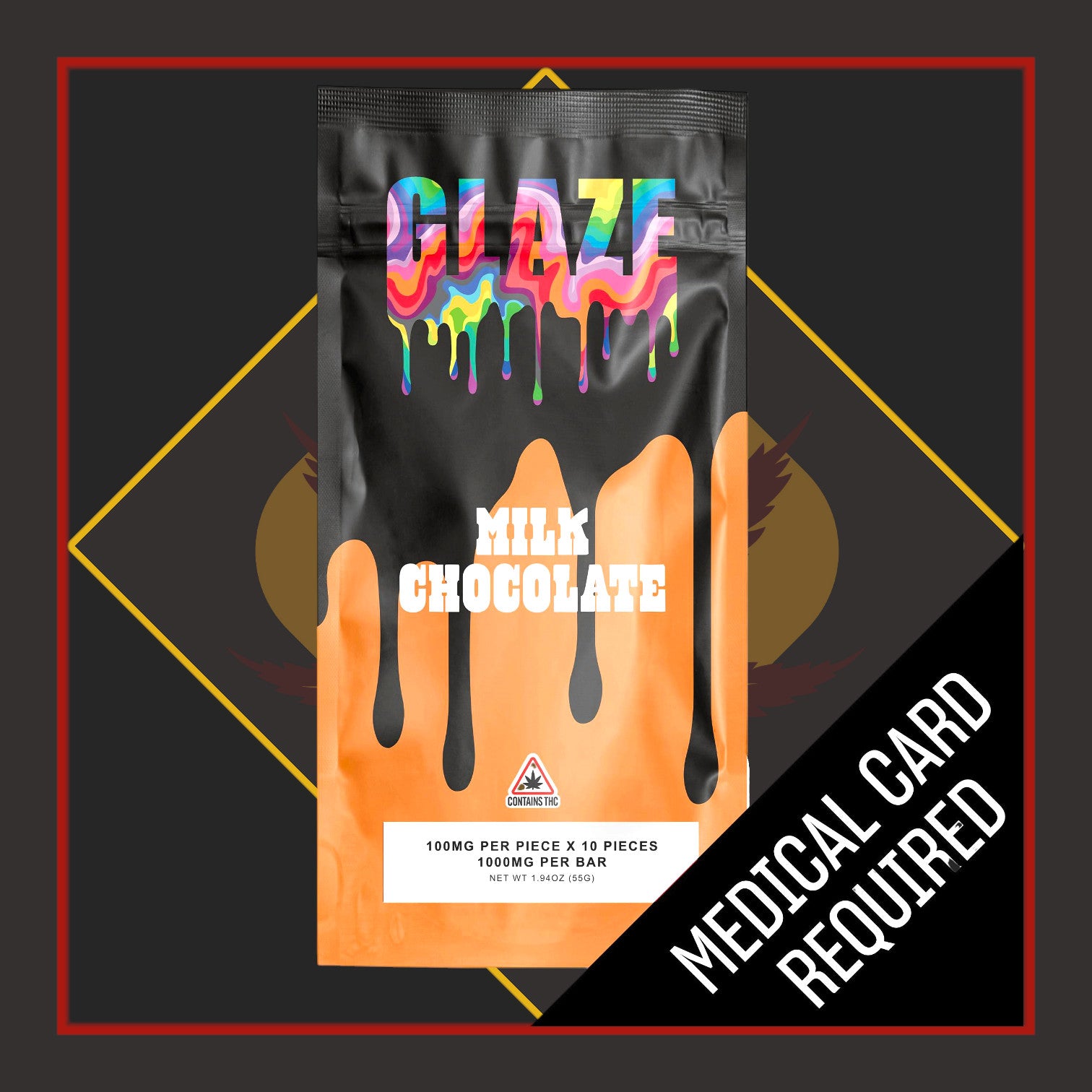 1000mg Milk Chocolate THC Bar (100mg/pc) *Glaze