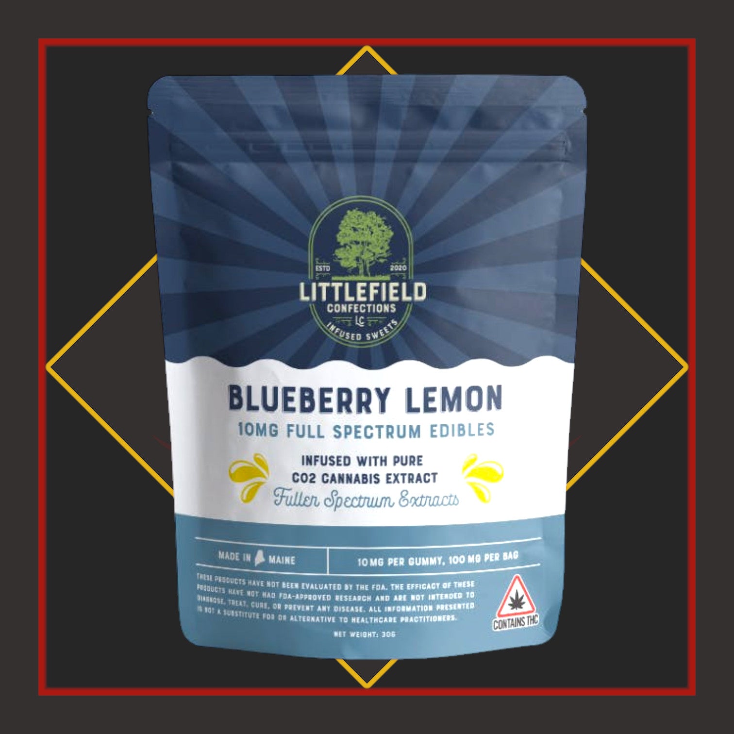 100mg Full Spectrum Gummies - Raspberry Lime *Littlefield Confections