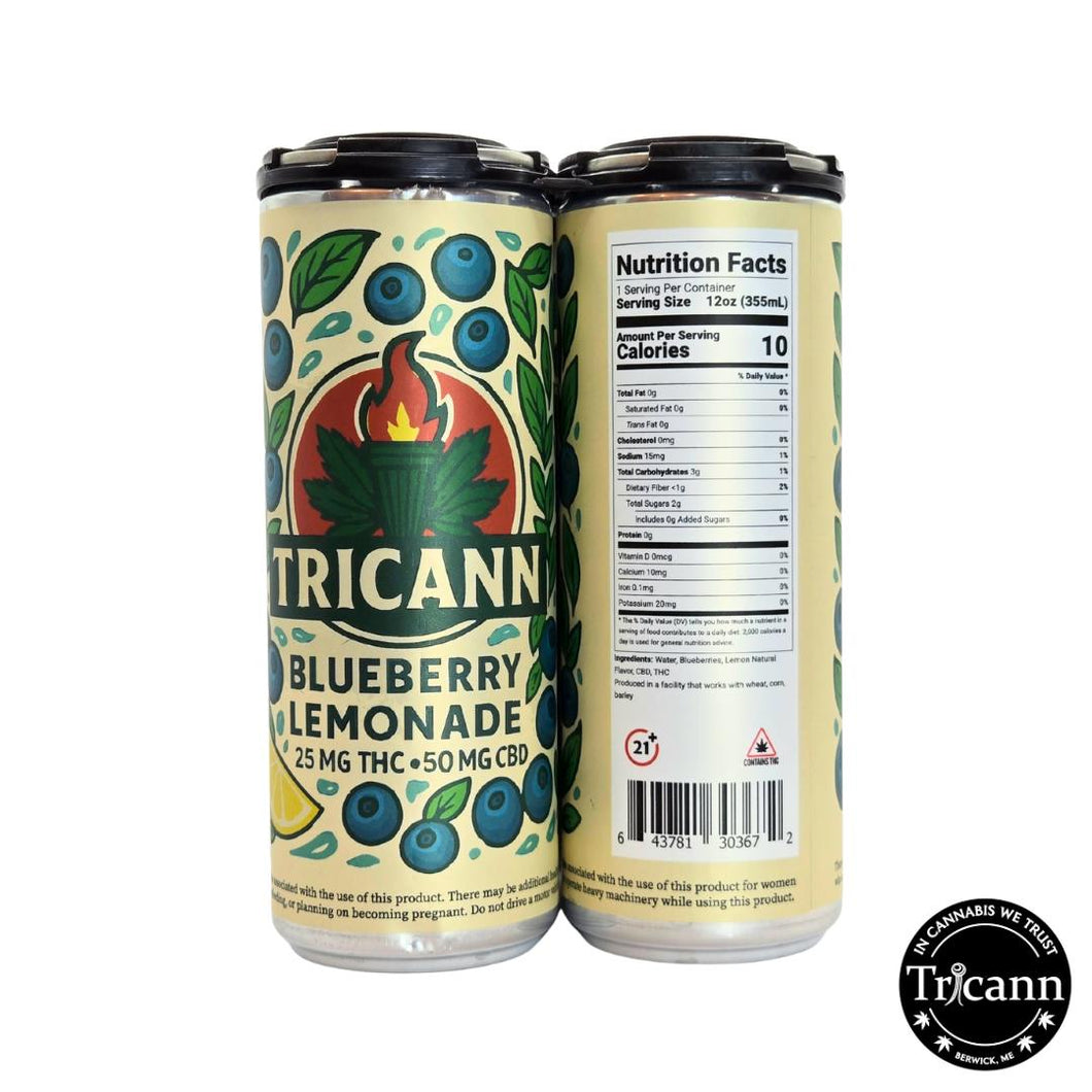 Tricann | Drink | Seltzer | Blueberry Lemonade | 25mg THC / 50mg CBD