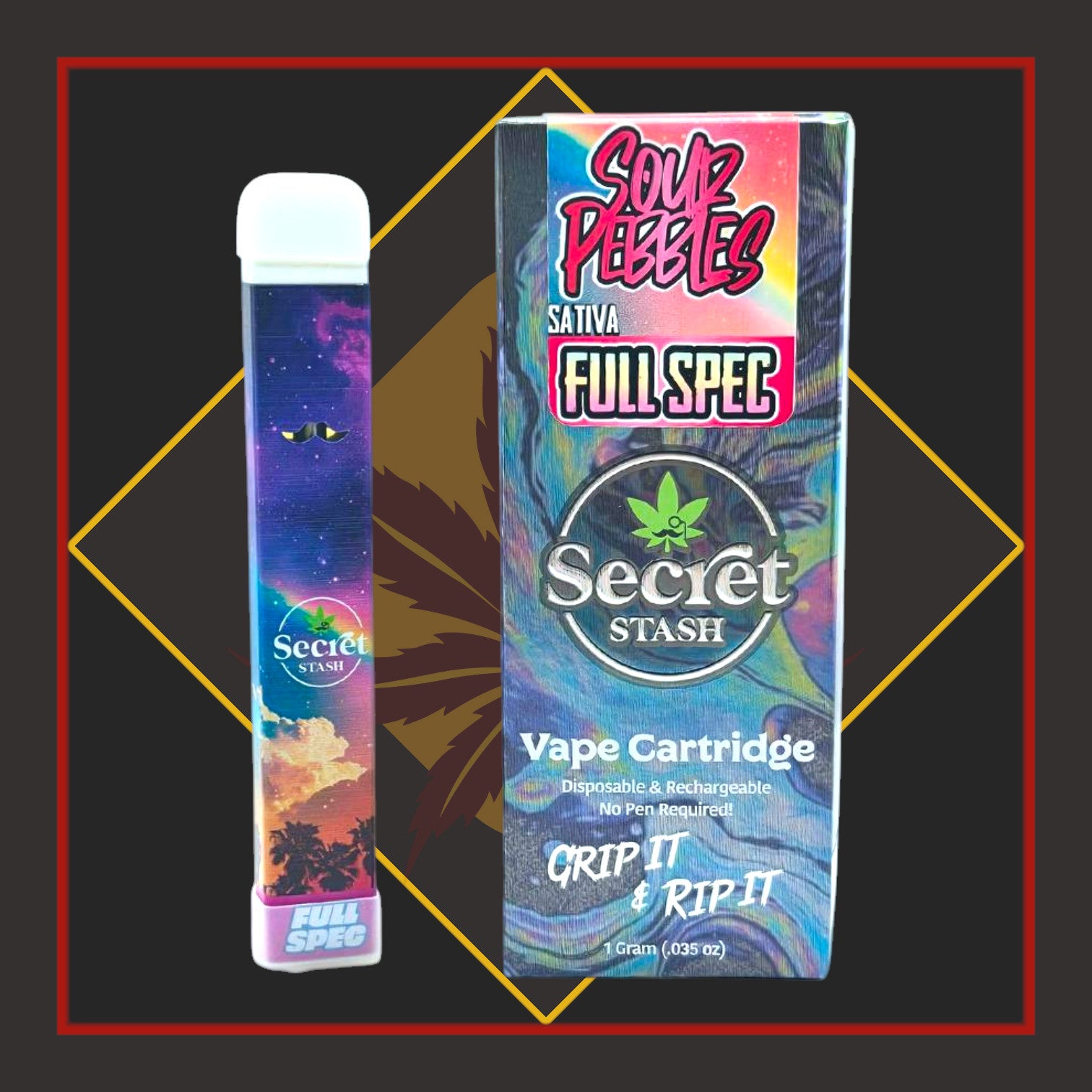 1g Full-Spectrum Disposable Cartridge - Sour Pebbles *Secret Stash