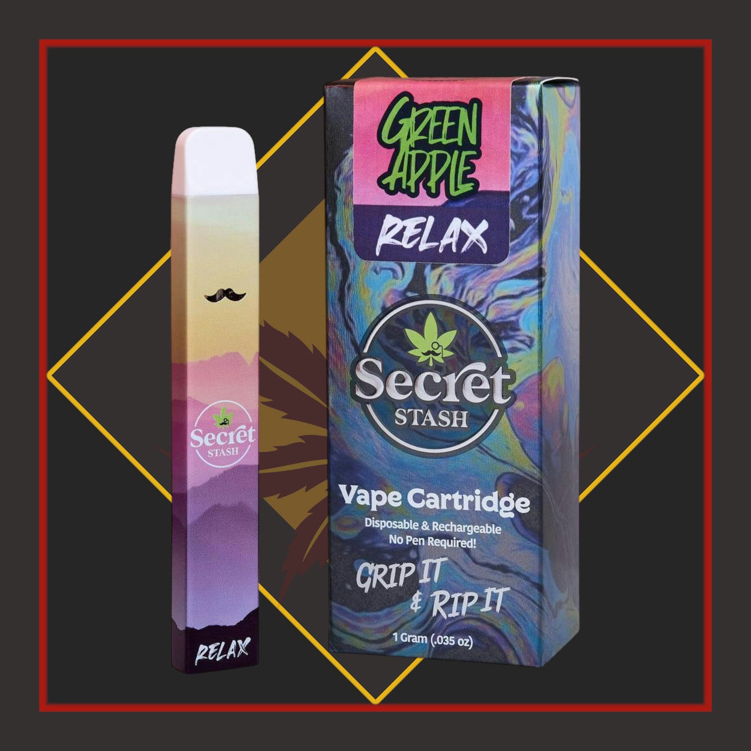 1g Disposable Cart (Relax) - Green Apple *Secret Stash