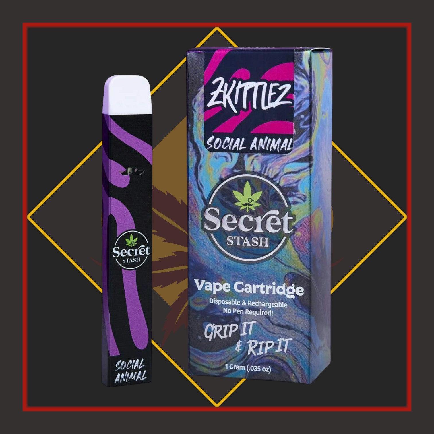 1g Disposable Cart (Social Animal) - Zkittlez *Secert Stash